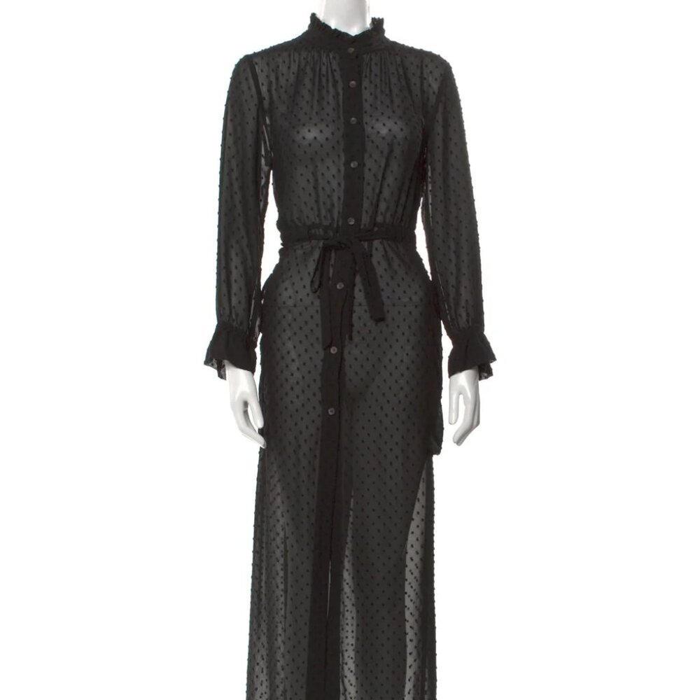 NWOT - Malia Mills Carol Robe in Black flocked Chiffon